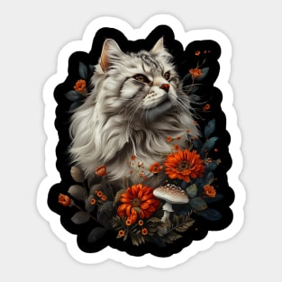 Cottagecore Aesthetic Cat Vignettes Sticker